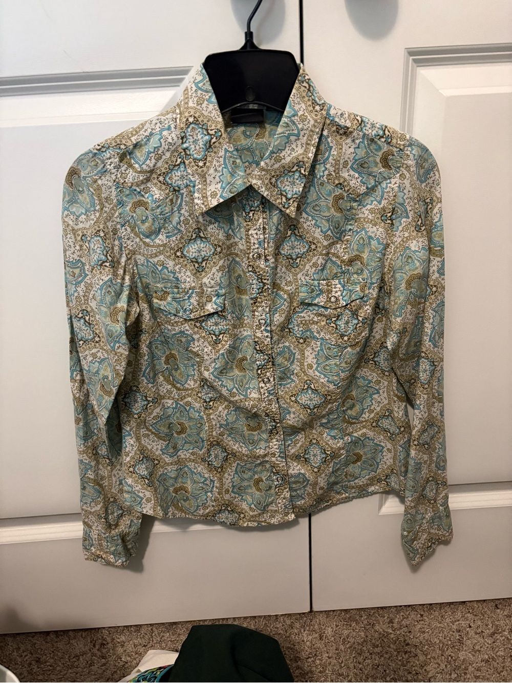 Copper Key Paisley Button-Down Shirt in Teal and Cream